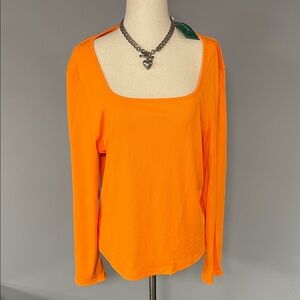 SHEIN Vibrant Orange Long Sleeve Top